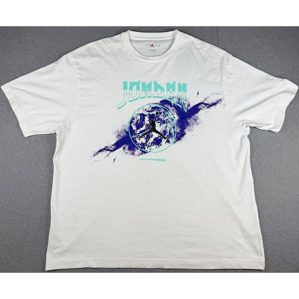 Jordan Mens 2XL T Shirt White Dri-FIT Gravity's Worst Nightmare Jumpman Graphic